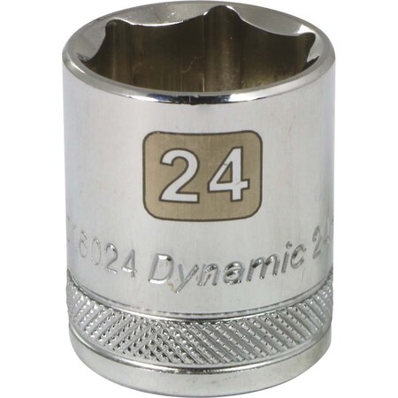 Dynamic Tools 1/2" Drive 6 Point Metric, 24mm Standard Length, Chrome Socket D016024